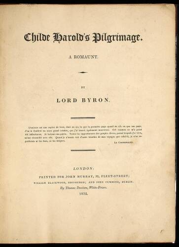 Childe Harold's Pilgrimage: A Romaunt
