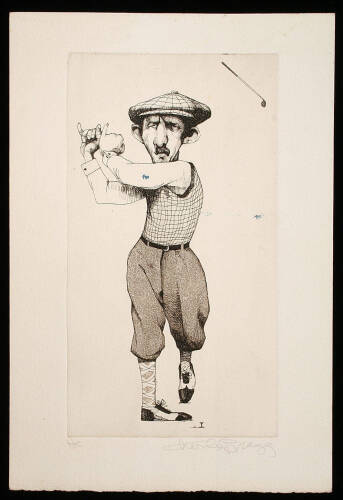 Original etching of Francis Ouimet, signed by the artist