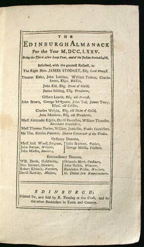 The Edinburgh Almanack for the Year [1775]