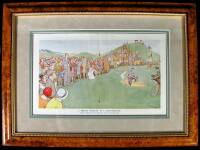 ''A Pretty Moment in a Championship'' color cartoon print, framed