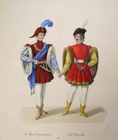 Approximately 10 hand-colored lithographs of costumes