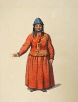 Approximately 8 hand-colored stipple engravings of costumes