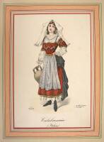 Approximately 16 color prints of costumes and dress