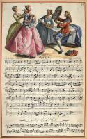 Approximately 19 hand-colored engravings of music pages