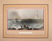 Approximately 25 hand-colored steel engravings of English seaports