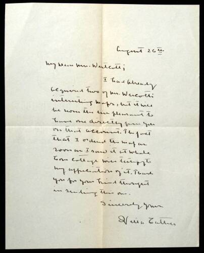 Autograph letter signed by Willa Cather to Mrs. Westcott