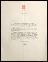Typed letter signed by Rockwell Kent