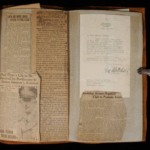 Aviation scrapbook formed by WWI American fighter pilot / &ldquo;The Poet Laureate of Aviation,&rdquo; Louis Leon DeJean, with signed letters and ephemeral items