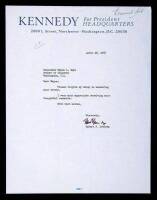 Typed letter signed in full by Robert F. Kennedy