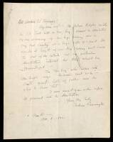 Autograph Letter, signed by Remington, to Arthur B. Tunure