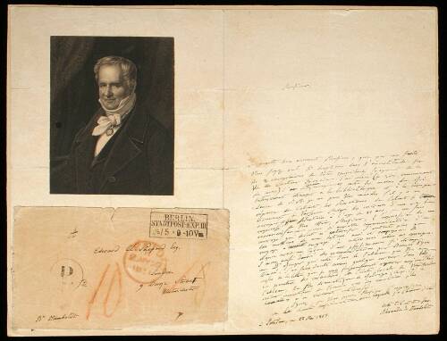 The Life, Travels and Books of Alexander Von Humboldt - with autograph letter signed by Alexander von Humboldt