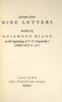 Extracts from Nine Letters written by Rosamund Bland at the beginning of P.D. Ouspensky's London work in 1921