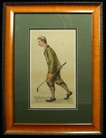 ''Mr. John Ball jun.'' - Original Vanity Fair chromolithograph print of golfer John Ball from a painting by ("Lib") Liberio Prosperi, signed by John Ball