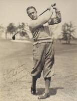 Vintage 1920's autographed golfing photograph of Bobby Jones, inscribed and signed by Jones to George Gibson