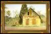 Two hand-colored photographs of abandoned buildings in Gold Country. Images of a stone and wood structure in an unidentified city and a saloon in Columbia, CA.