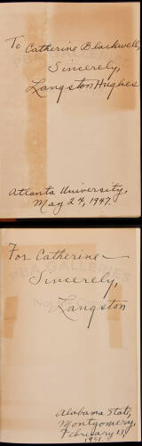 Two titles by Langston Hughes, both inscribed to Catherine Blackwell