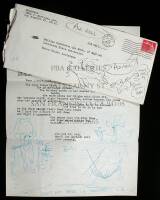 Two typed letters signed by Charles Bukowski with original drawings to author John William Corrington, both in July 1963