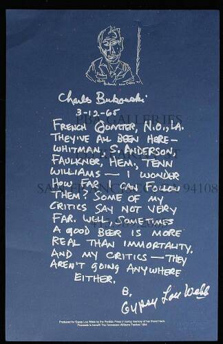 &ldquo;French Quarter, N.O., LA&rdquo; &ndash; memorial broadside poster