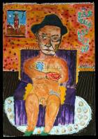 “W.S. Burroughs at home in Kansas” – original painting of William S. Burroughs by Gregory Corso