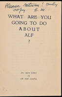 What Are You Going To Do About Alf? - The author's copy