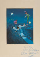 "Peter Pan" - reproduction of original celluloid drawing, inscribed and signed by Walt Disney on the mat