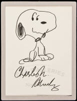 Original ink drawing of Snoopy, signed by Charles M. Schulz