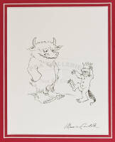 Original ink drawing of Max and Bernard from Where the Wild Things Are, signed by Maurice Sendak