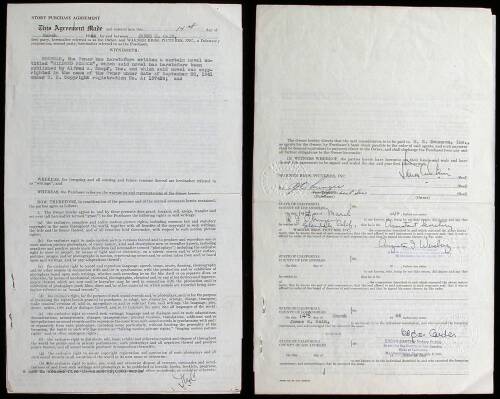 Mildred Pierce – Official Film Purchase Contract between Cain and Warner Bros. Pictures for Cain’s novel, Mildred Pierce